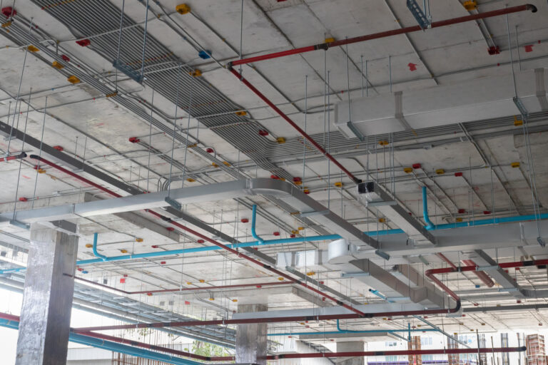 Typical installation for mechanical and electrical system , MPE work ,firefighting sprinkler system in construction building
